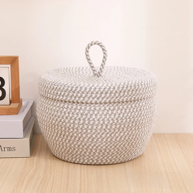 

Woven Cotton Tead Storage Box Lid Desktop Organizer Basket Toy TV Cabinet Living Room Coffee Table Snas Crt Supplies