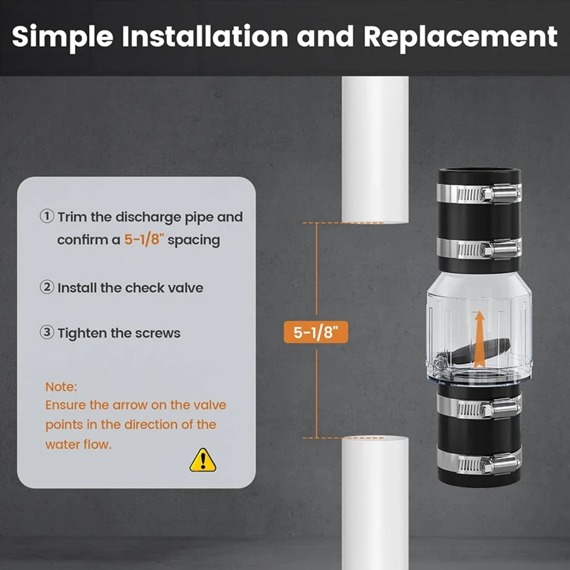 Katup cek A25F-1-1/2 inci, pengganti katup cek pompa Sump sunyi dengan Flapper berpegas, untuk pipa 1 1/2 inci