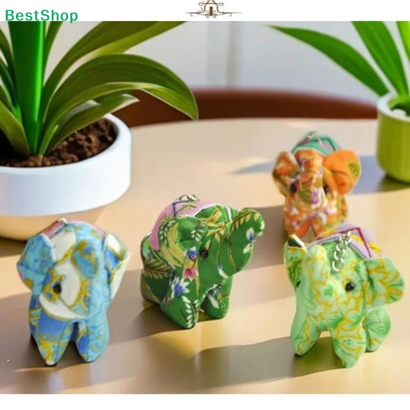 ♥ Porte-clés petit éléphant en tissu Floral thaïlandais, breloque de sac, Souvenir de voyage, cadeau créatif
