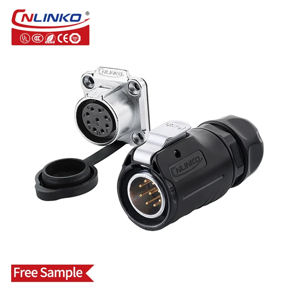 

CNLINKO quick connect electrical wiring plug socket 9 pin cable plug M20 9 pin wire to wire connector