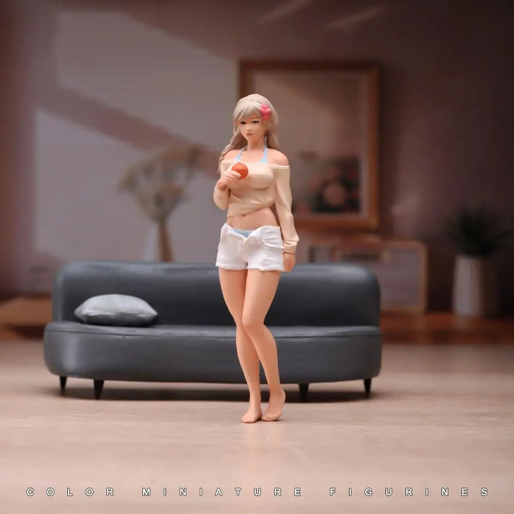 Colorful 1 18 Miniature Girl Figure Model Resin Collectible People for Micro Landscape Model Railroad Scenery