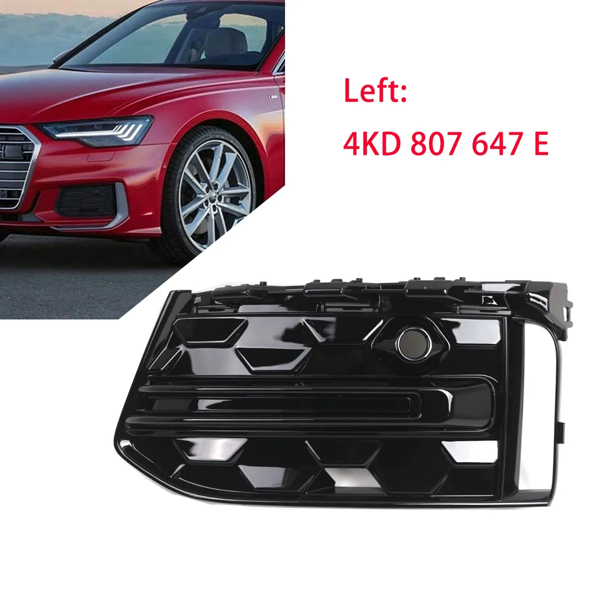 LH/RH Front Fog Light Cover Refit Shiny Black 4KD 807 647 E  4KD 807 648 E For Audi A6 S-line 2019-2022 S6 C8 2020-2022