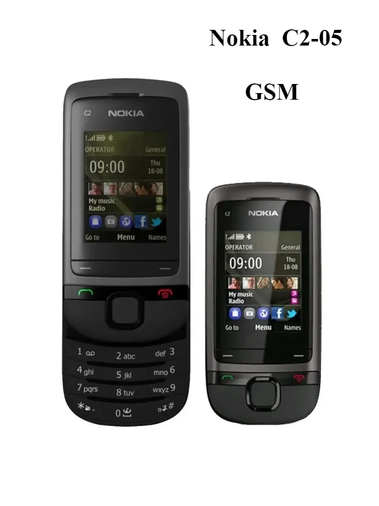 غطاء منزلق لهاتف Nokia C2-05 GSM مزود بتقنية البلوتوث وموسيقى الهاتف المحمول