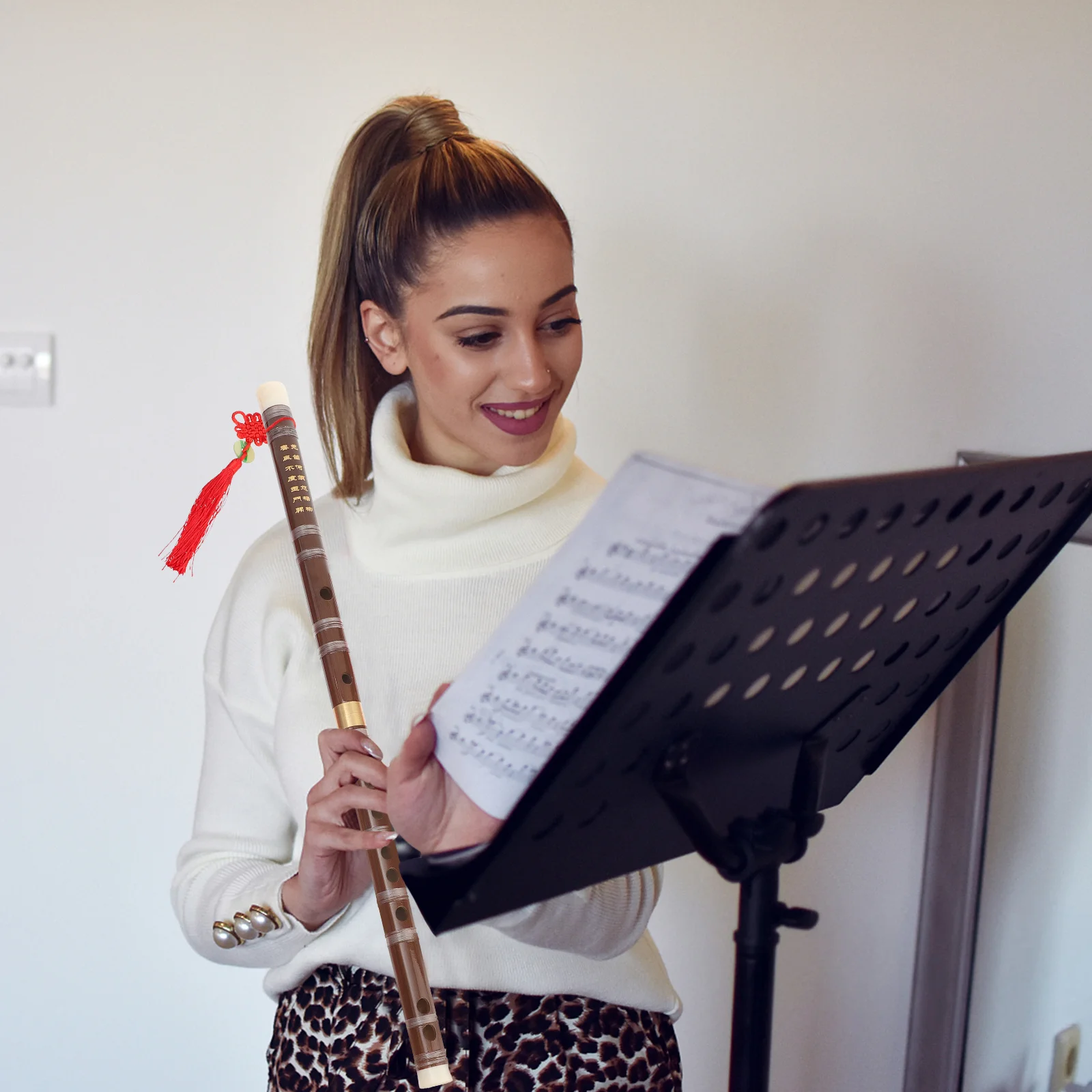 

Bamboo Flute G Pattern Handmade Chinese Flute Traditional Woodwind Instrument for Beginners Professional Musicians Decorative