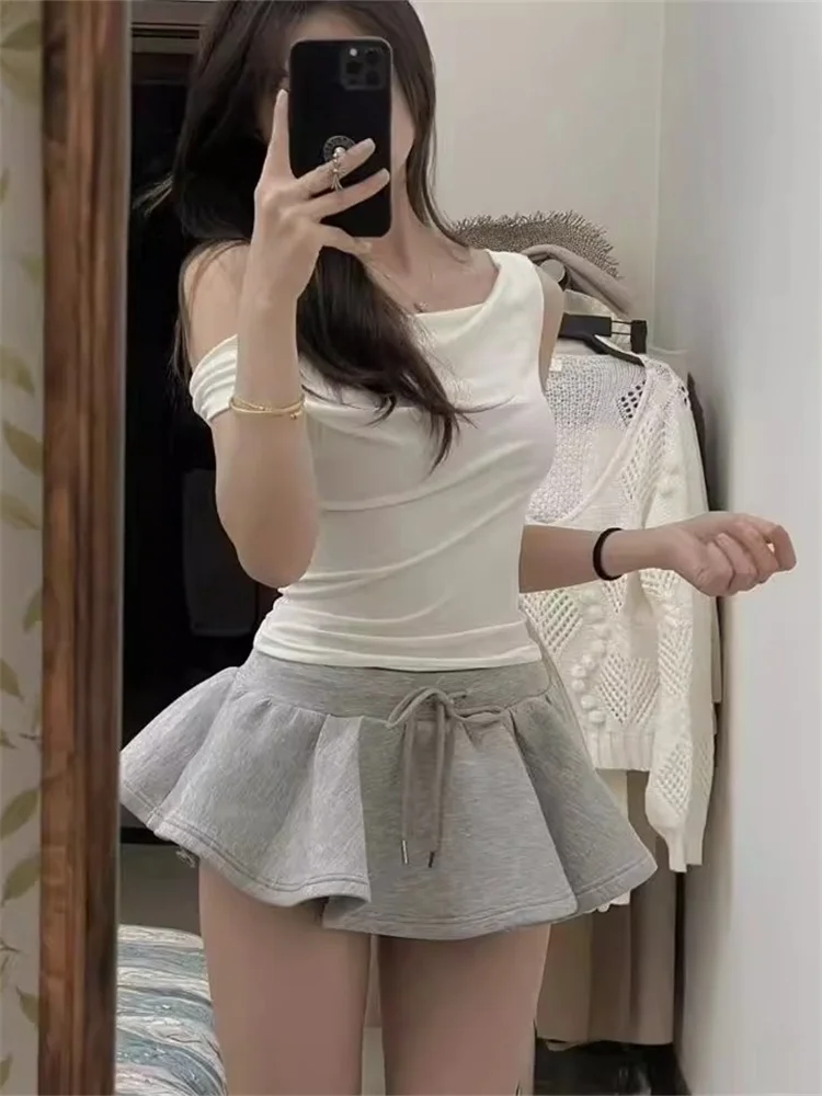 

ay Dstring Юбка трапециевидной формы женская больших размеров летняя новинка Sle для похудения с низкой талией корейский Sle для поездок на работу с высокой талией