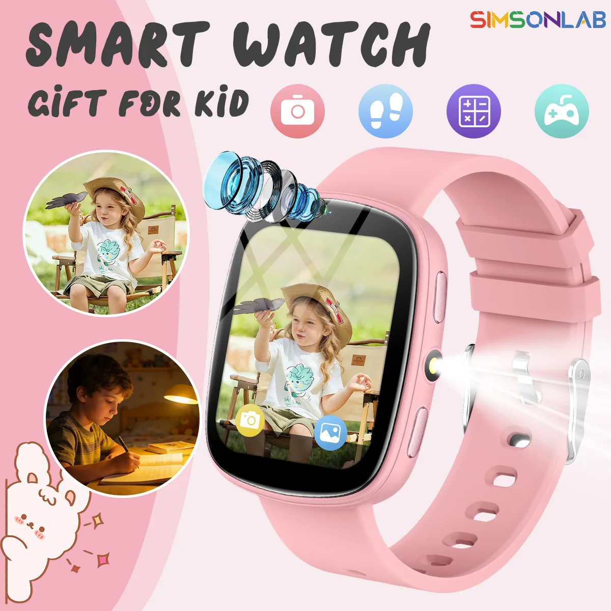 

New Smart Watch for Kids Touch Screen Camera Control 260mAh Long Battery Flashlight 22 Game Study Partner Gift for Boy Girl 2026