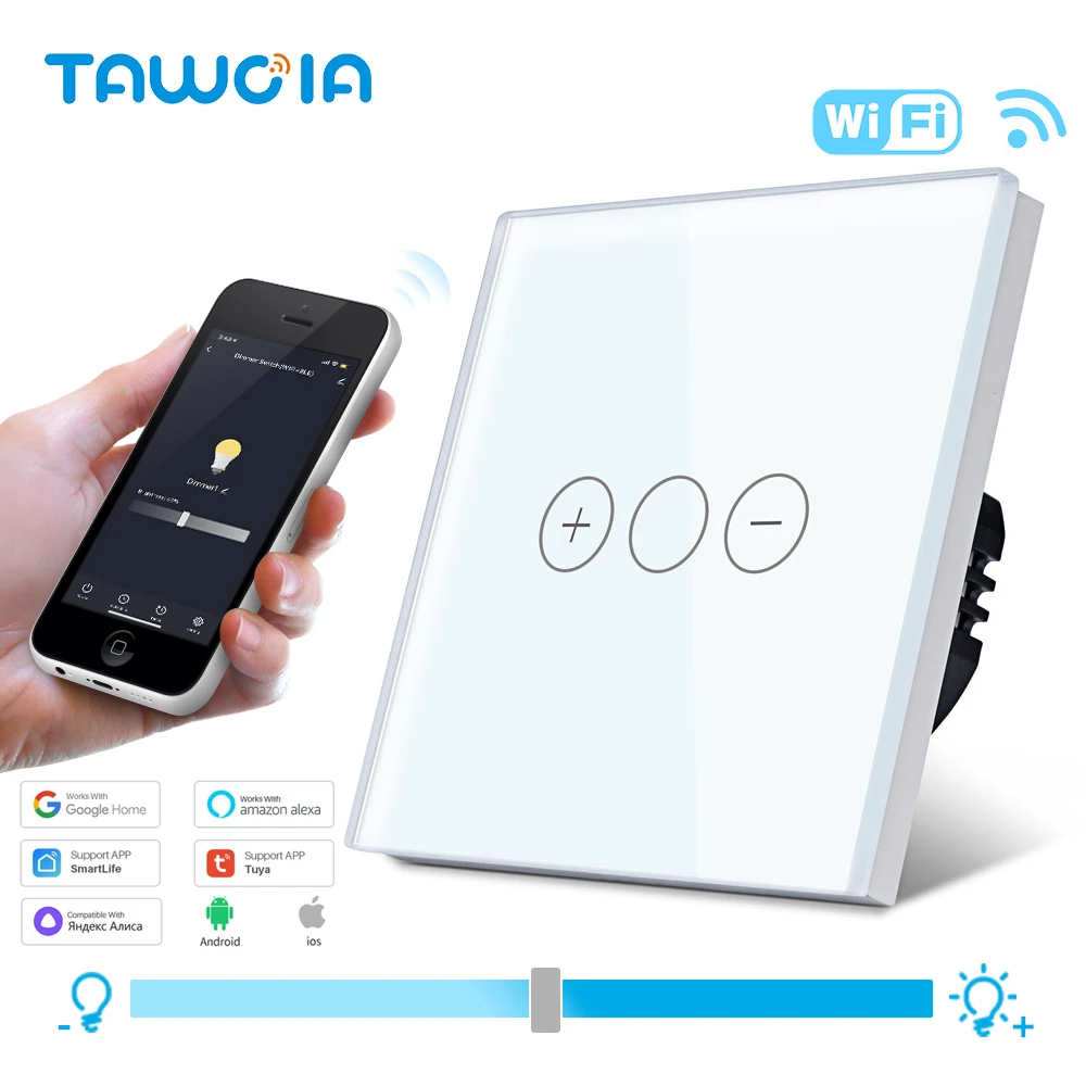 TAWOIA Smart Dimmer Switch 1Gang WiFi Control LED dimmerabile Light Switch Support Tuya Google Smart Life Alexa scarn Alice APP