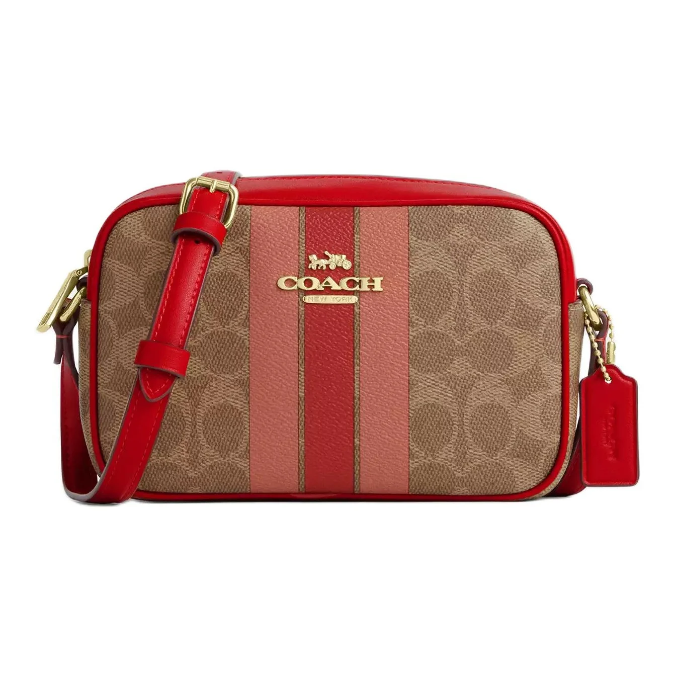 COACH Jamie Leather Camera Bag, Crossbody Bag, Shoulder Bag Small Women's Brown Yellow/Mixed Color CAQ42-IMTAM