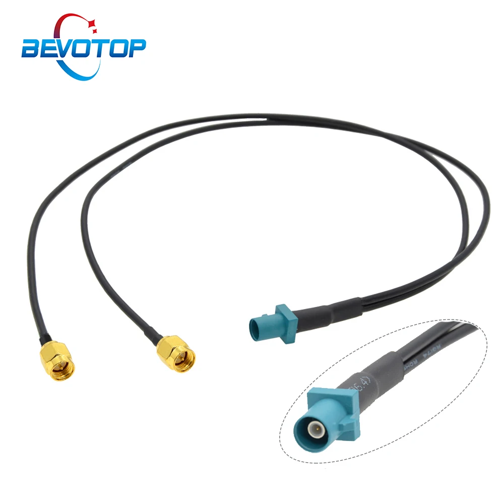 Fakra Z Male to Dual SMA Male Plug Y Type Splitter Pigtail RG174 Cable Car Navigation GPS Antenna Extension Jumper Coaxial Cable