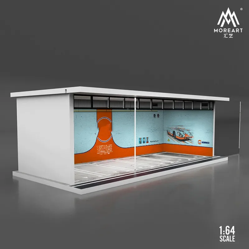 TimeMicro+MoreArt 1:64 RWB/ADVAN Theme Lighting Version Assembled Car Model Parking Garage Scene