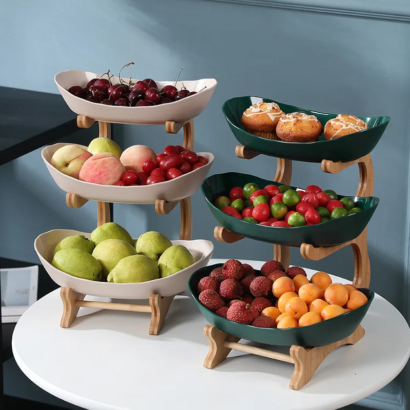 Creative Modern Stand Salad Bowl Living Room Home Three-layer Plastic Fruit Plate Snack Dish Dried Basket Candy Cake Holder