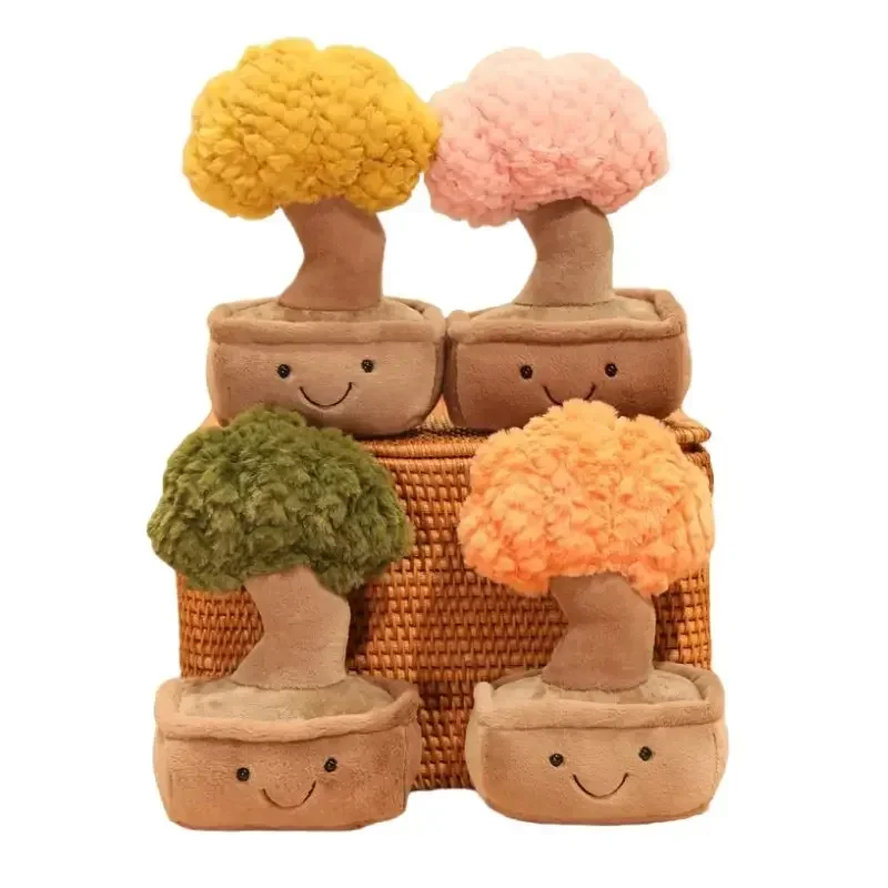 Lifelike Tree Plant Plush Stuffed Toys Succulent Flowers Bookshelf Decor Plant Doll Pillow Girls Gift