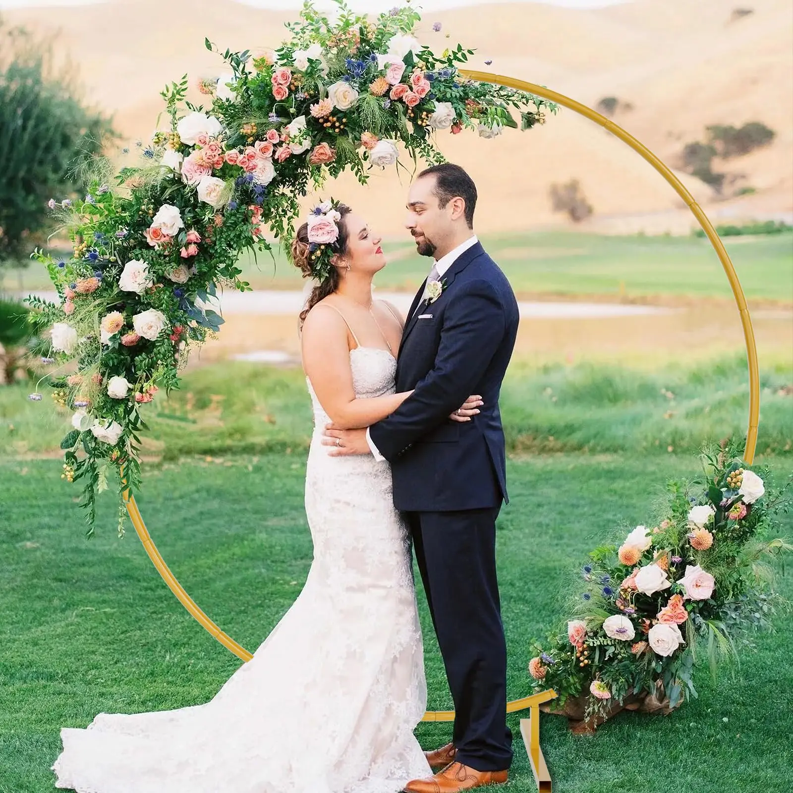 Imagem -05 - Metal Circle Stand For Wedding Arch Round Balloon Arch Flower Arch Gold Background Arch Faça Você Mesmo Frame Birthday Party Baby Shower Decoration