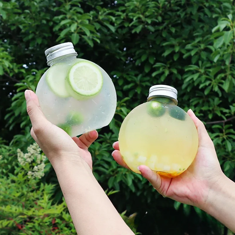 10Pcs 300ml Plastic ball Shape Bottles For Drinks Storage Containers Drinking Water Bottles Plastic Water Bottle With Lids Caps