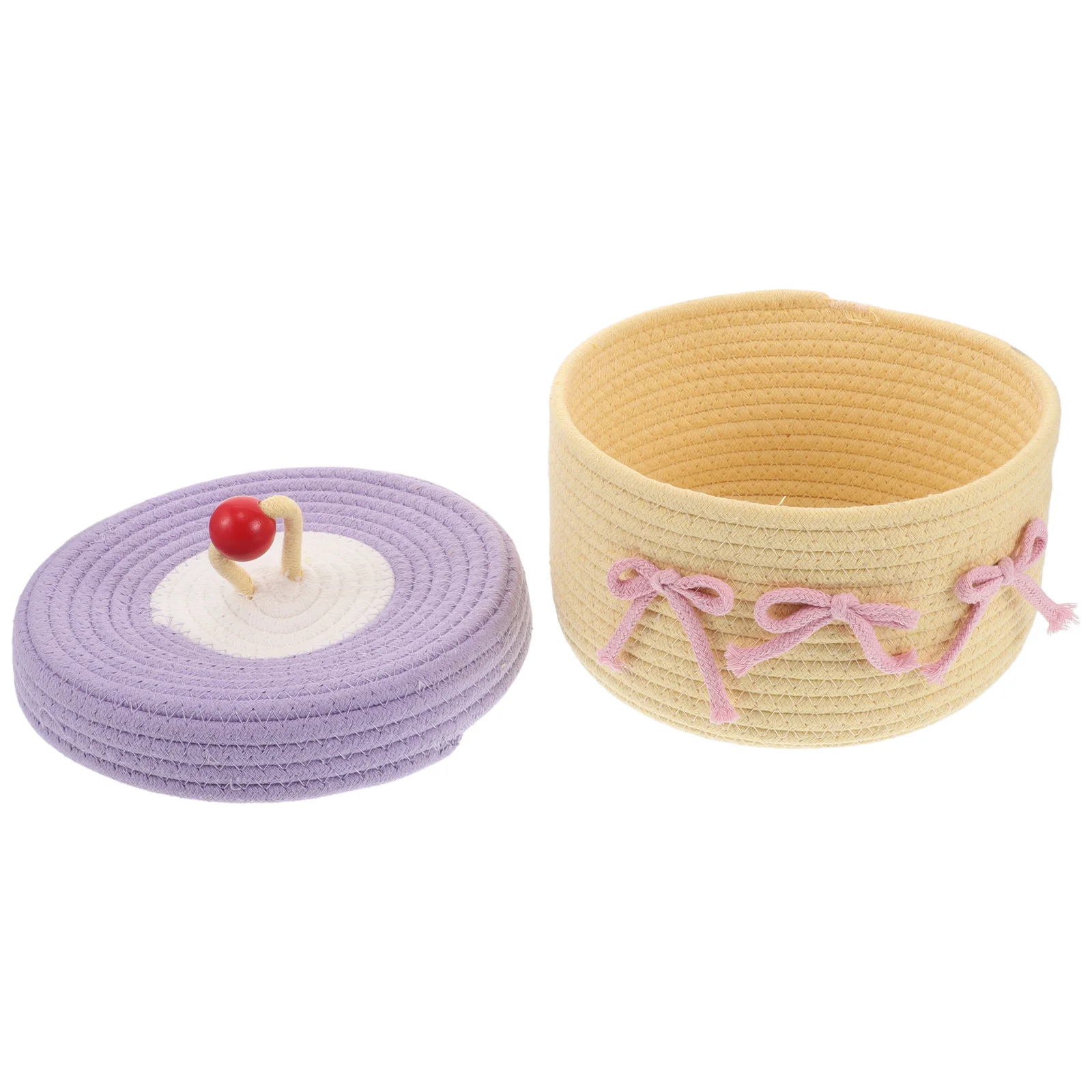 

Woven Storage Basket Round Lid Cotton Rope Decorative Boxes Large Capacity Home ganization Sundries Jewelry Holder