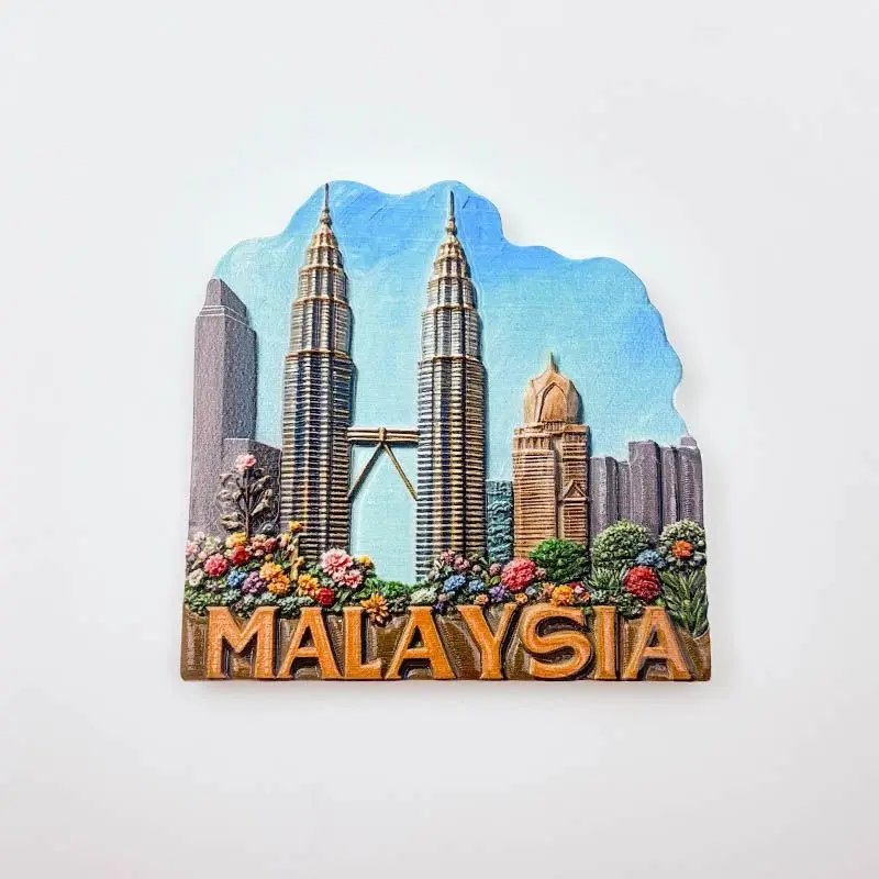 Malaysia Kuala Lumpur Twin Towers 3D Painted Refrigerator Magnets World City Travel Souvenir
