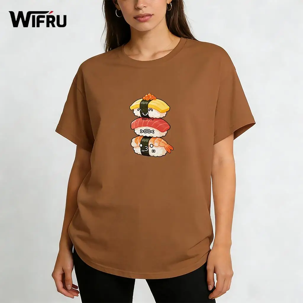 

Women's Kawaii Sushi Graphic T-Shirt Cute Cartoon Japanese Food Print Crew Neck Tops WIFRU Daily Home Casual Short Sleeve Tees
