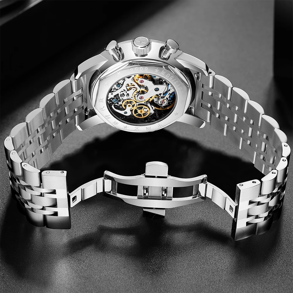 SEAKOSS 1963 Mechanical Watch 42mm Sapphire Glass Stainless Steel Men Chronograph Wristwatch Seagull ST1901 Movement Male Clock