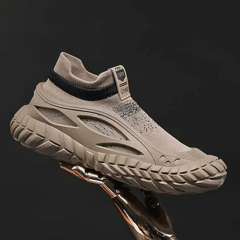 Super Lekkie Wsuwane Buty Tenisowe Męskie Beżowe Sneakersy Sportowe Ternis Zamówienie Snackers Przemysłowe Szycie