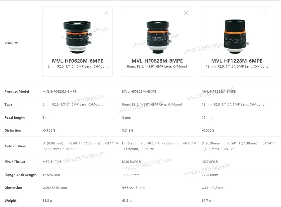 Hot Hot   HIKROBOT MVL-HF1228M-6MPE 6MP 12mm F2.8 1/1.8