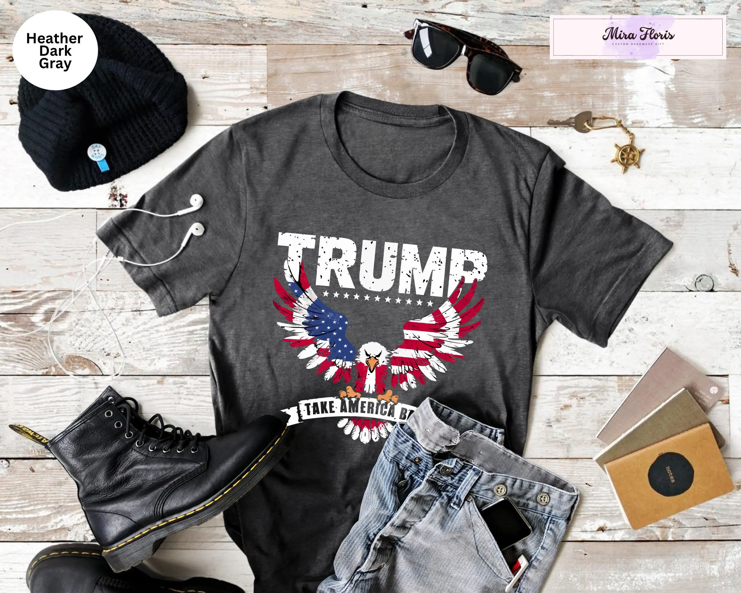 Trump 2024 T Shirt Take America Back USA Eagle Patriotic Flag Conservative Republican For Him Dad Grandpa Uncle