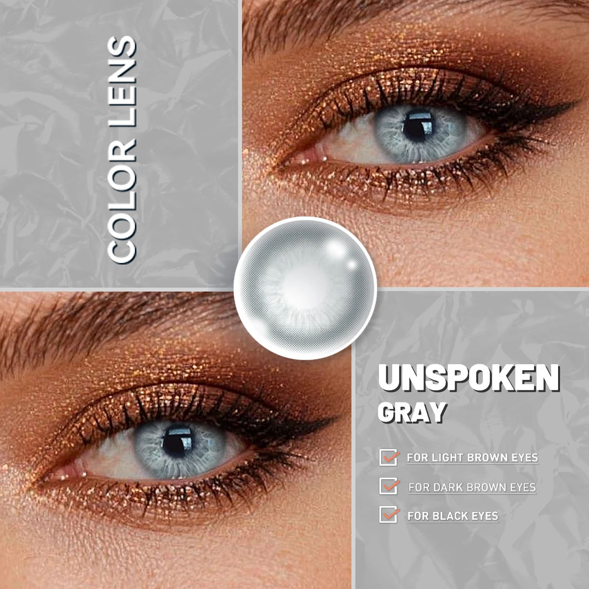 Farbige Kontaktlinsen VISUASHOW Glacier Gray 14.2mm Halbjährige 1 Paar weiche feuchtigkeitsspendende natürliche Augen Make-up Linsen` – Detail 8