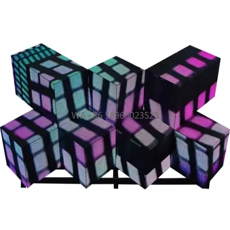 كشك DJ P4 مخصص بالألوان الكاملة مع شاشة عرض مكعبة بدقة 4K غير منتظمة للرسوم المتحركة والرسومات