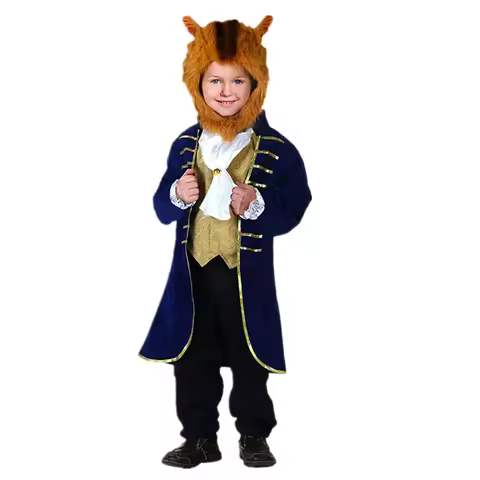3-12Y Anime Character Beast Jacket Robe Boy Lion Costume for Cosplay and Holiday Kids Anime Fantasy Party Wig Costume