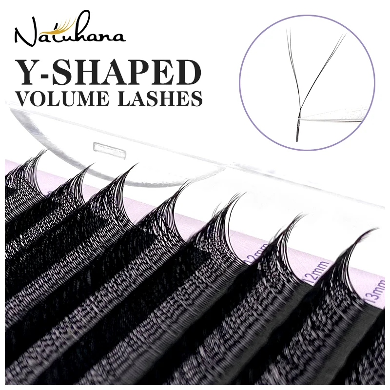 NATUHANA YY Shape Eyelash Extensions C D L LU(M) Curl Faux Mink Double Tip Eye Lashes Individual Easily Grafting Y Lash Makeup