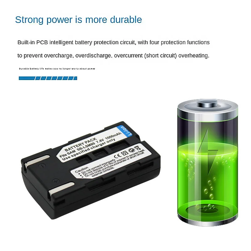 1000mAh  Battery for SAMSUNG SC-D263 D351 D353 D362 D363 D364 D365 SB-LSM80 Camera Battery