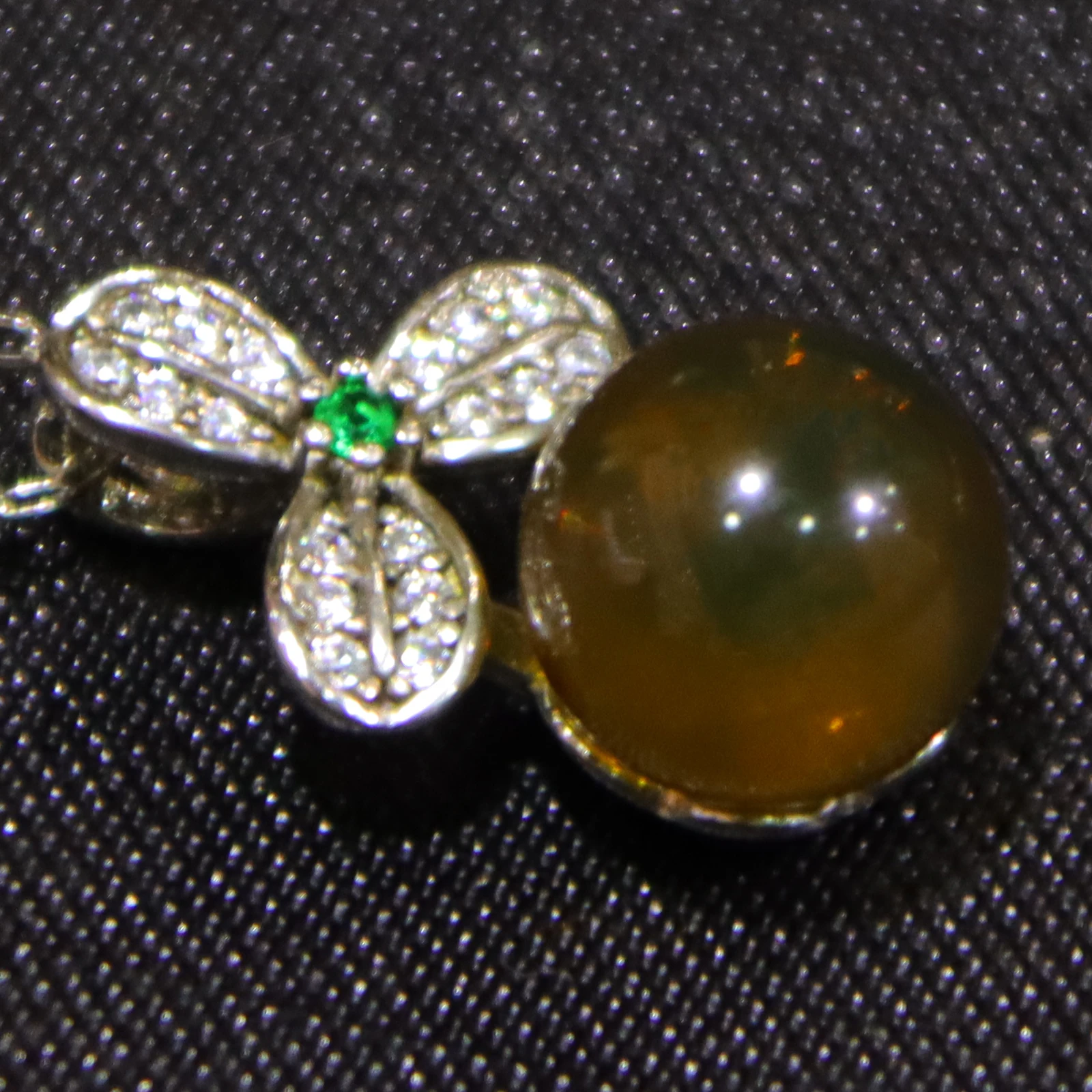 Natural Mexican Blue Amber Pendant 9mm Round Bead 925 Sterling Silver Jewelry Clover Bail