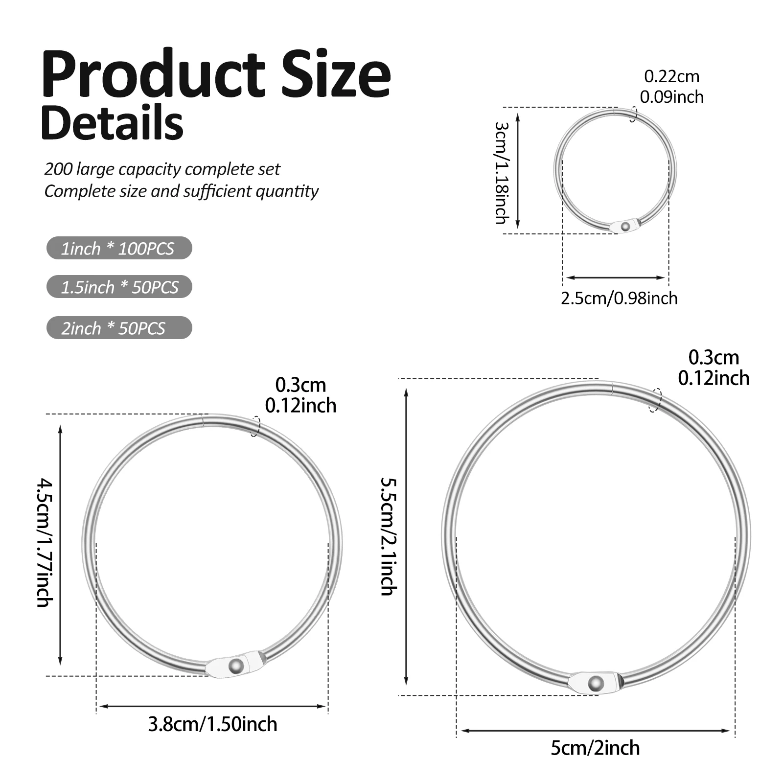 100/200 Pcs Loose Leaf Binder Ring 1