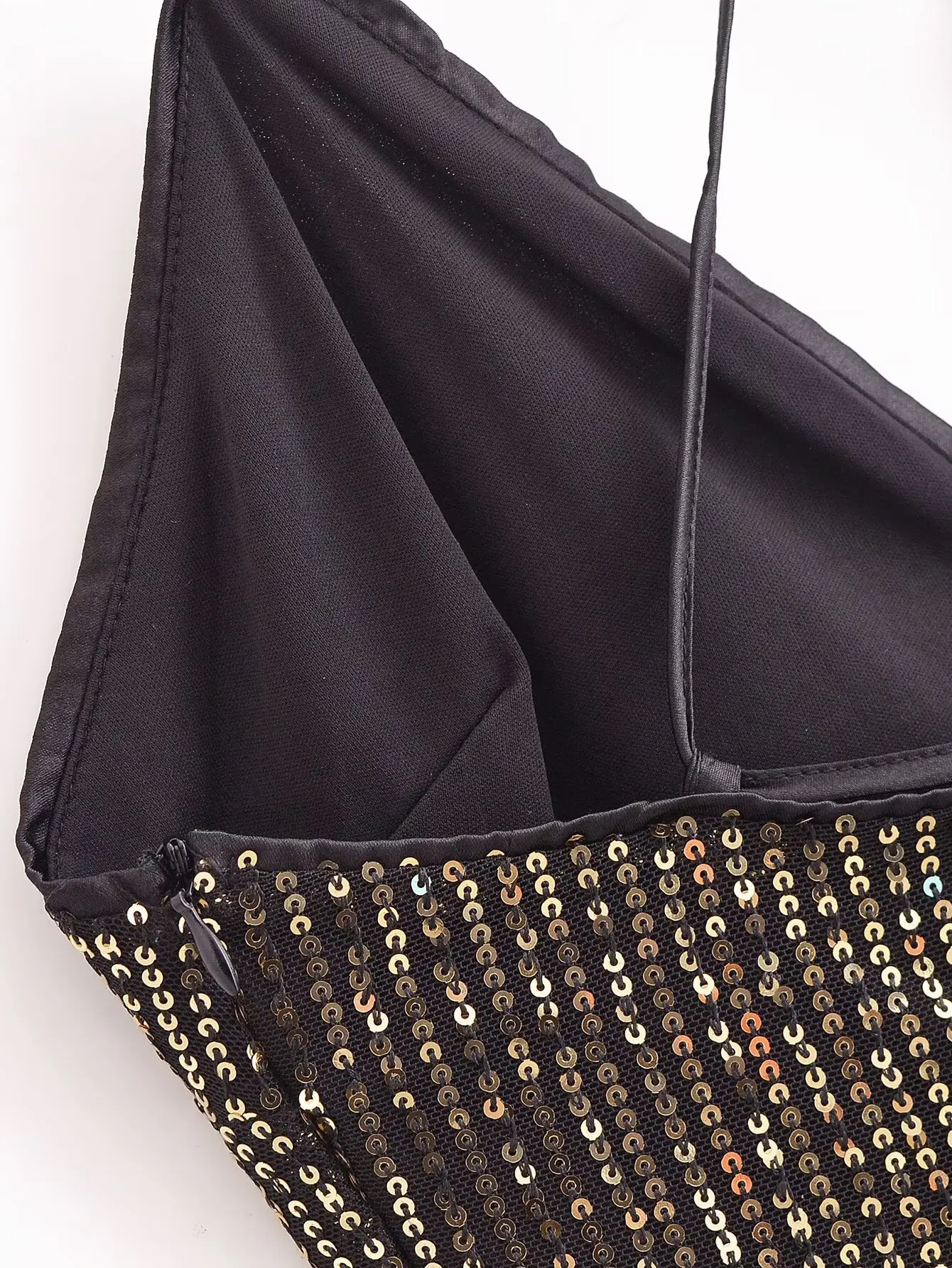 Zevity 2025 ผู้หญิงChicลึกVคอSequinedออกแบบสลิงCamis Tank Lady Backless Crossเซ็กซี่เสื้อเสื้อLS7381