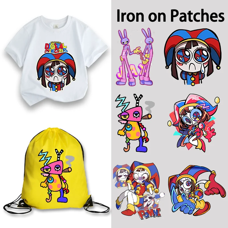Cute Amazing Digital Circused Iron on Patches Cartoon Heat Transfer Stickers Fashion Print DIY Birthday Clothes Bag Decals Gifts