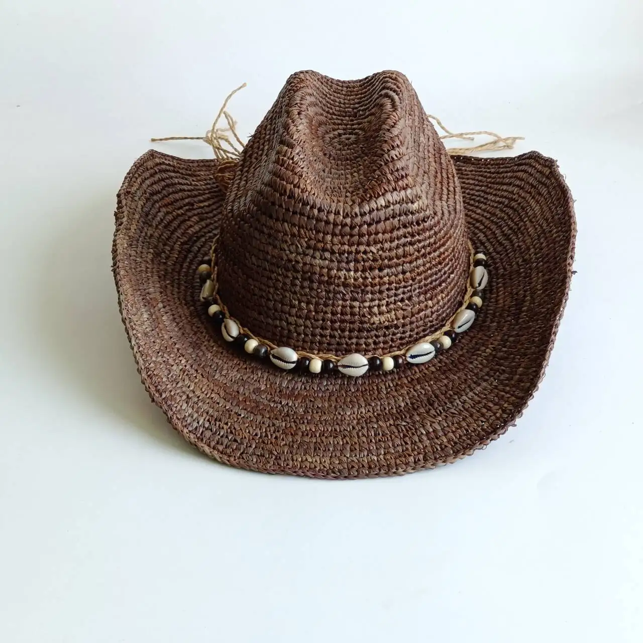 Raffia Straw Western Cowboy Hat for Women Men Summer Shell accessories Wide Brim Sun Hat Outdoor Beach hat Travel hat sombrero