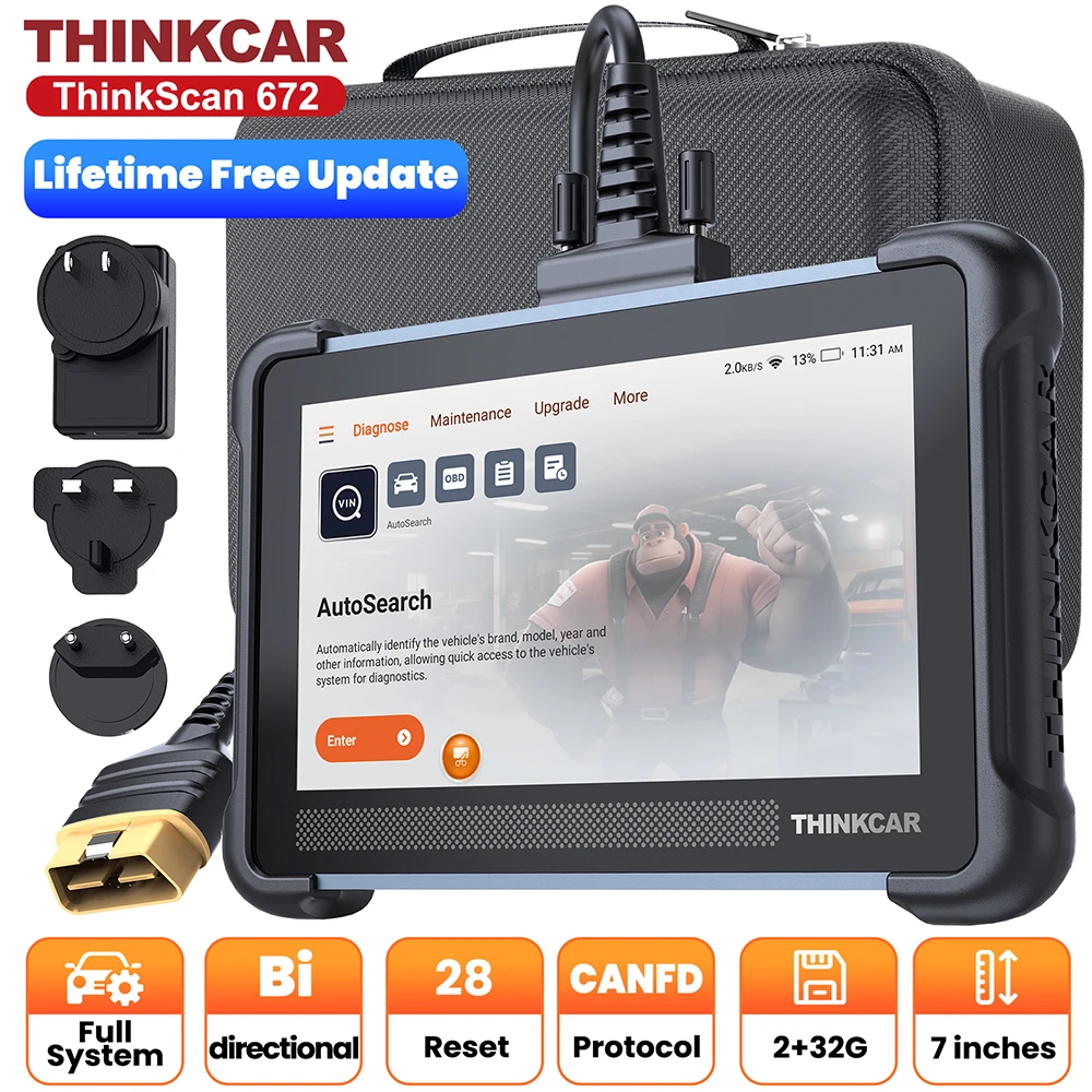 

THINKCAR THINKSCAN 672 OBD2 Auto Diagnostic tool full system 28 reset scan tool Active test Bi-directional CANFD lifetime free