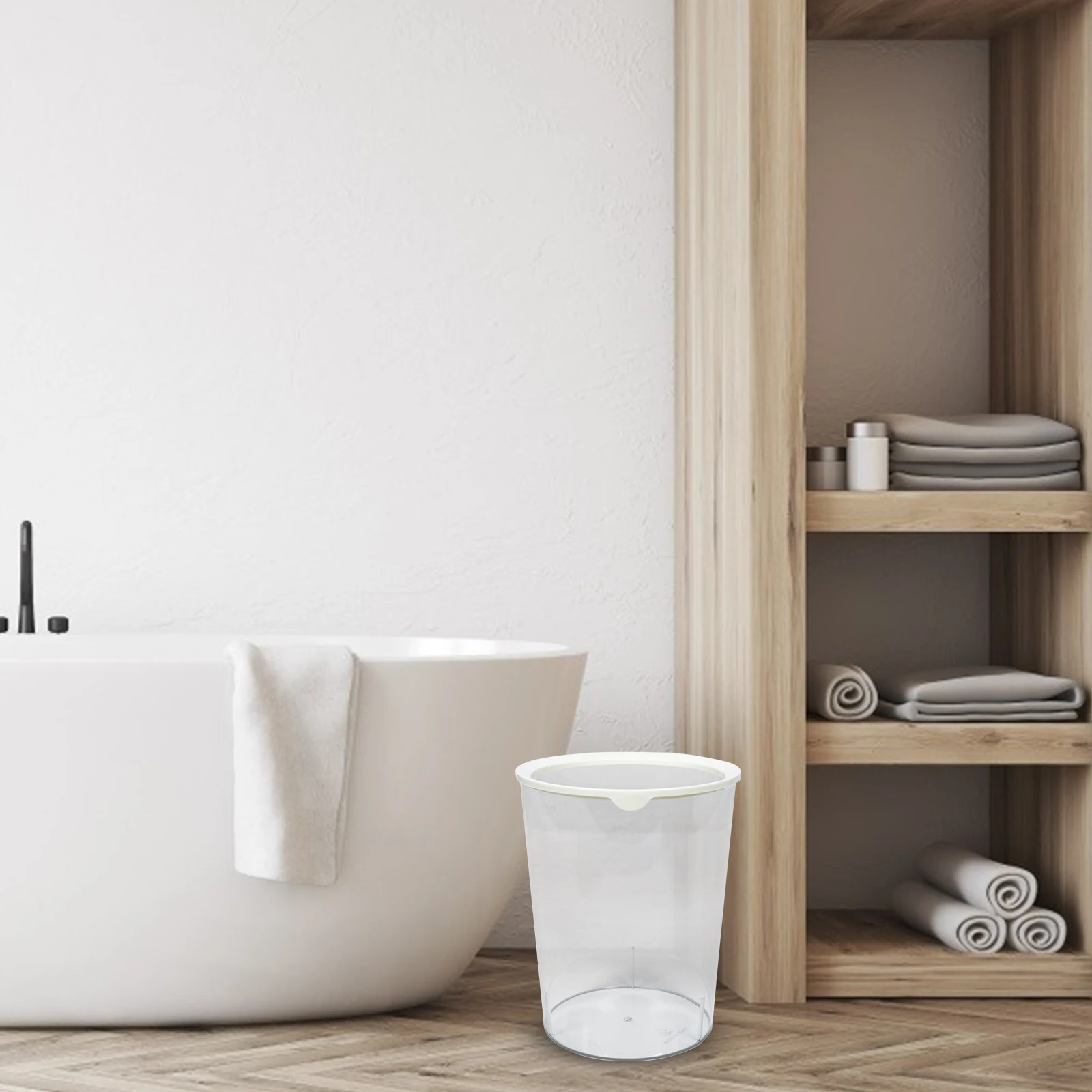 

Round Trash Can Kitchen Waste Bin Decorate Transparent Basket Rubbish The Pet Plastic