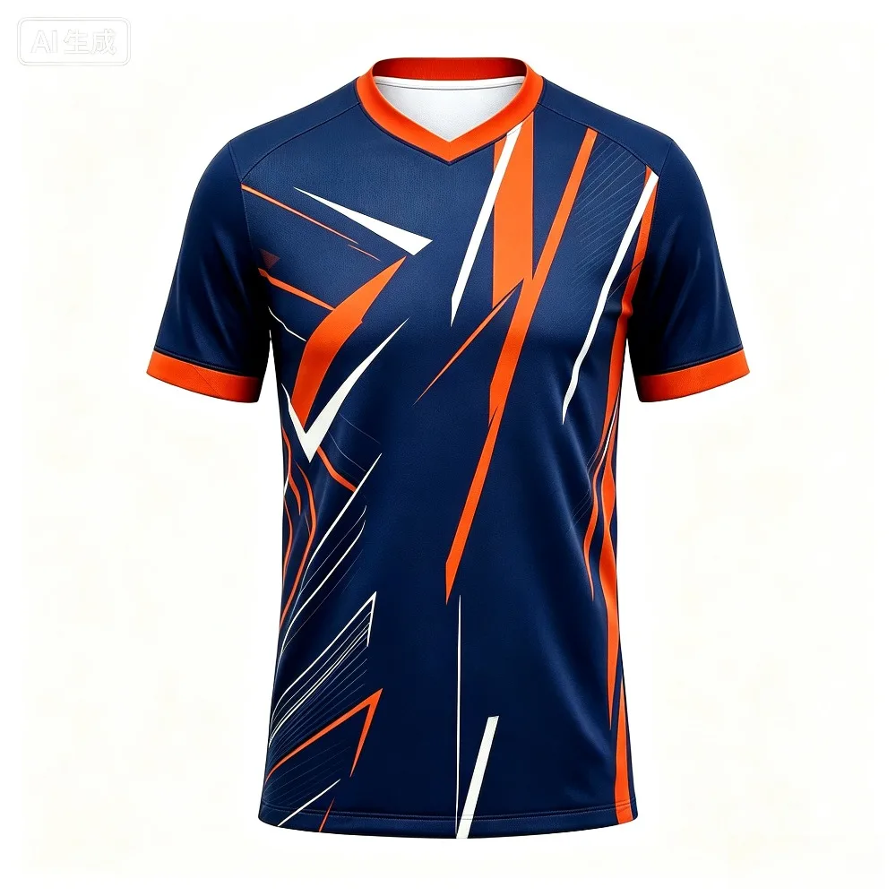 2026 Men Short Sleeve T‑Shirt V‑Neck Abstract Jagged Print Fashion‑Forward Urban Street Daily Wear Top