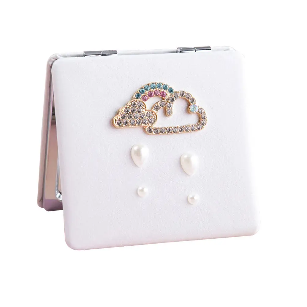 

Двустороннее складное зеркало для макияжа, маленькое металлическое компактное портативное зеркало для путешествий, идеально подходит для использования в кармане