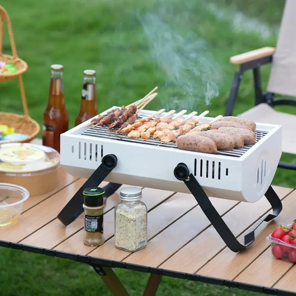 Portable Folding BBQ Grill Outdoor Camping Barbecue Stove Smokeless Charcoal Grilling Tool for Picnic Garden Party Travel