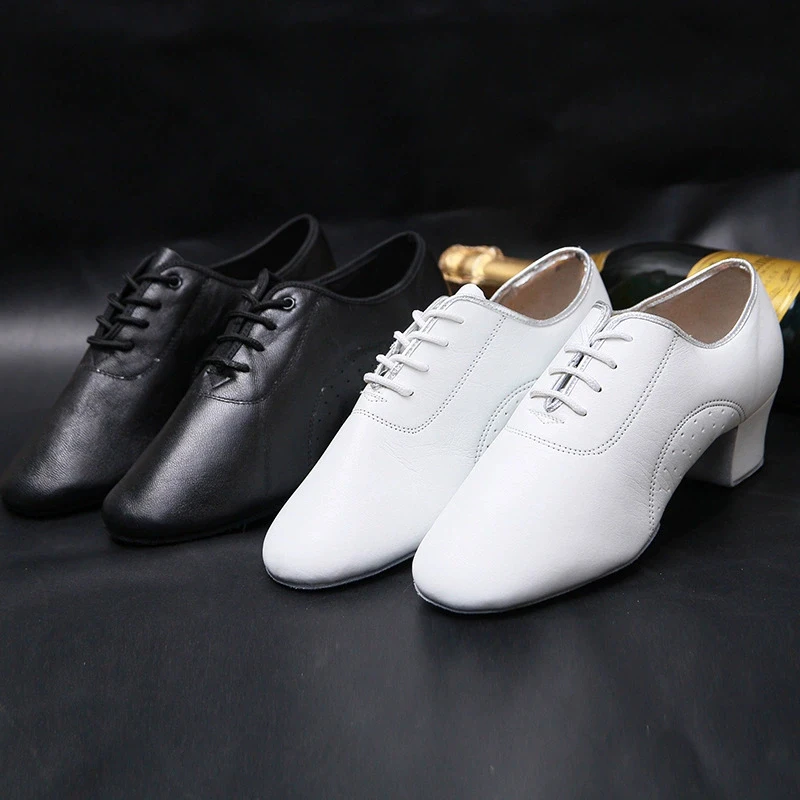 

Natural Genuine Leather Men Dance Shoes Square Dancing Ballroom Shoes Latin Children Boy Standard Dance Modern Sneakers