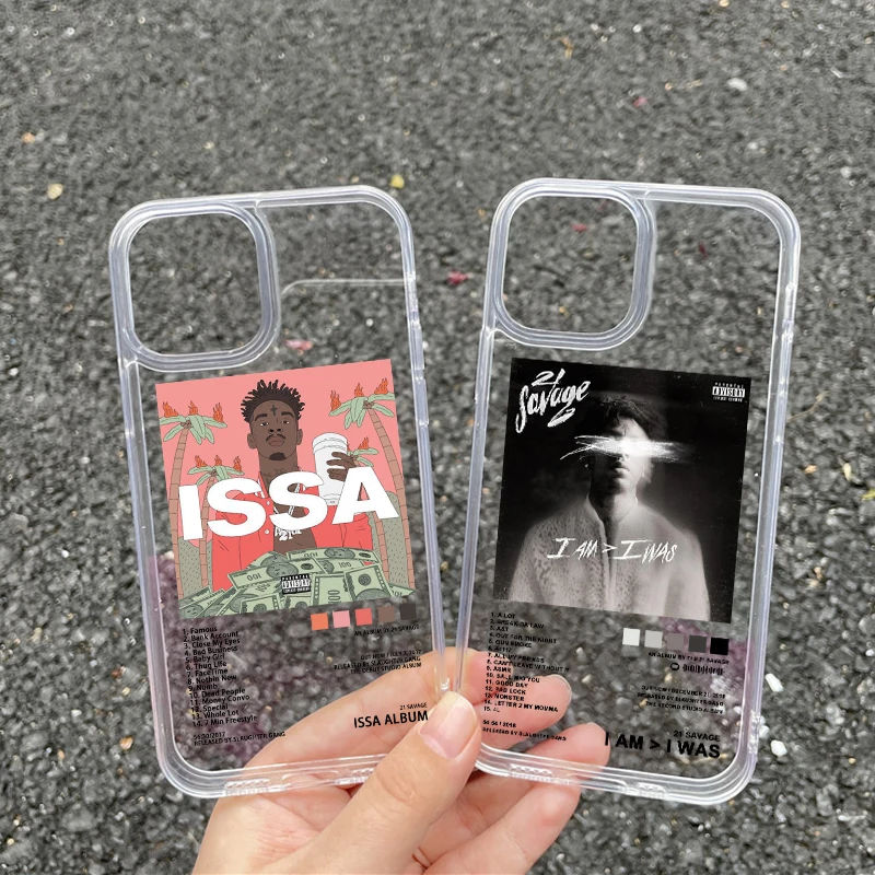 21 Savage sin advertencia, funda de teléfono para IPhone 11 12 Mini 13 14 Pro XS Max X 8 7 6s Plus SE XR, carcasa trasera transparente dura