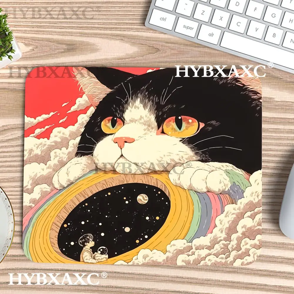 HYBXAXC Dreamy black and white cat and starry sky pattern Mouse Pad  Desk Mat for Office or Home, Modern for Work Setup