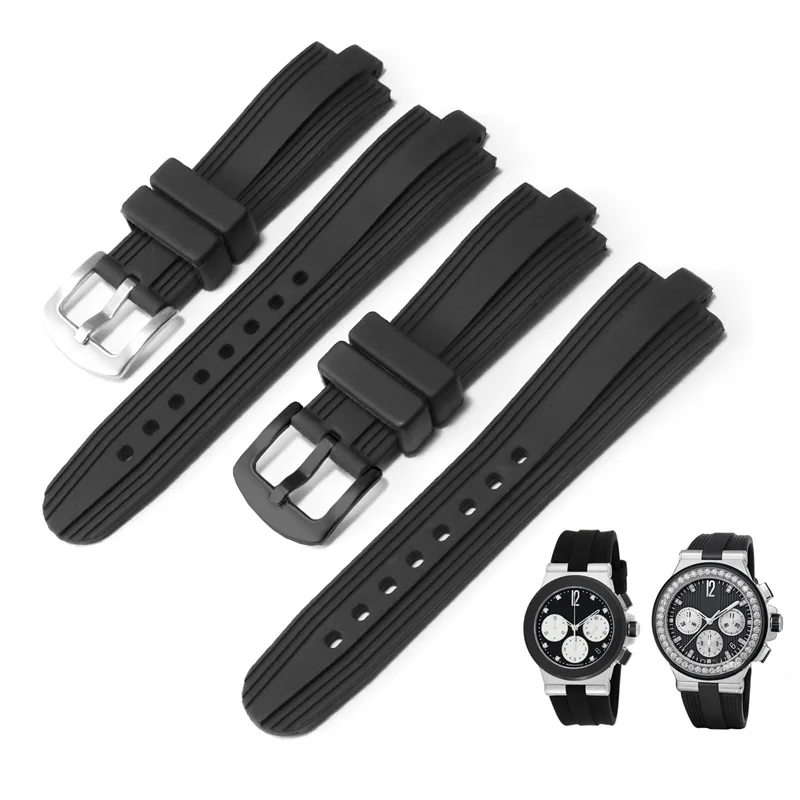 Quality Silicone Watchband Suitable For DIAGONO Series Convex Mouth Waterproof Man 22 * 7mm Black Rubber Watch Belt Accessories