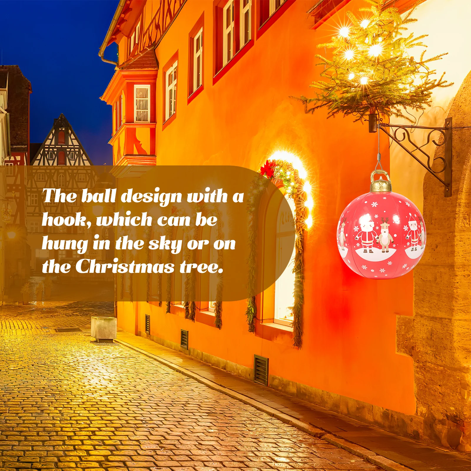 

Extra Large Christmas Inflatable Ball Ornament for Outdoor Indoor Use Lawn Garden Yard Patio Balcony Front Porch Decor Holiday