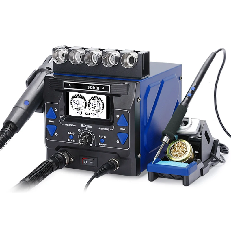 2-in-1 Soldering Station 992D-III Hot Air Rework Station C245/210 Handle Soldering Station Soldering & Repair Tool Microcomputer