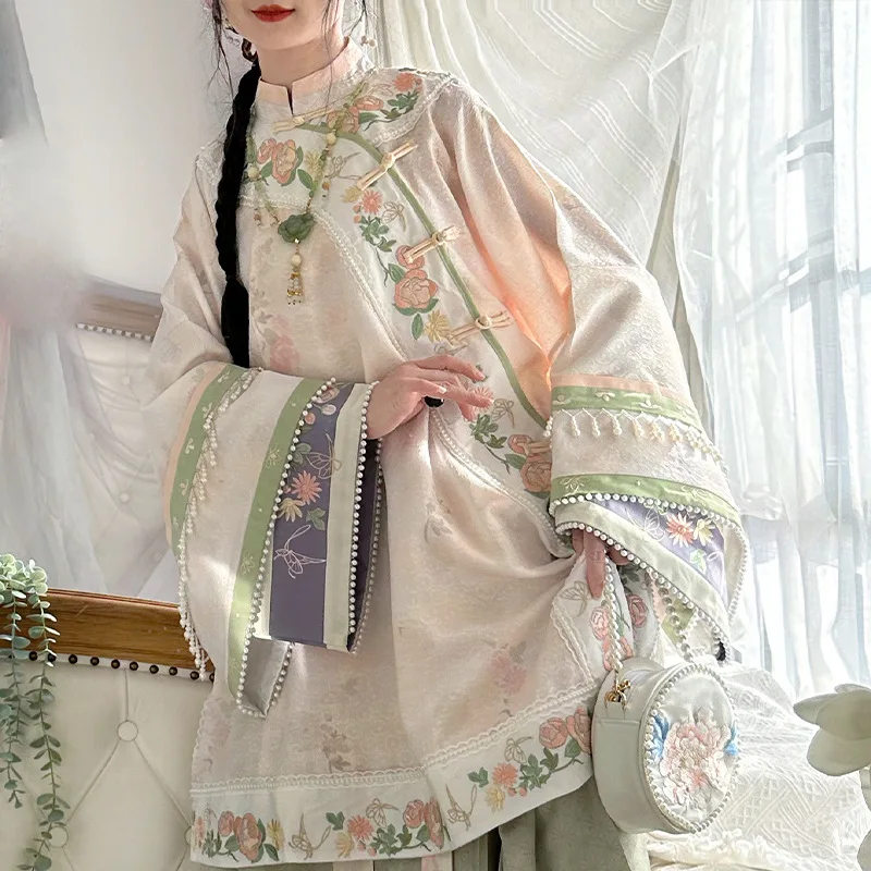 Exquisite Printed Embroidered Beads Oriental Clothing Classical Chinese Traditional Hanfu Ancient Folk Fairy Cosplay Costumes