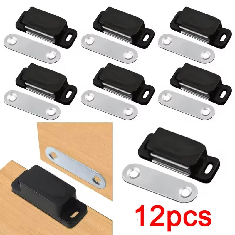 12 Pieces Cupboard Kitchen Furniture Magnetic Cabinet Door Latch Closures White Plastic Strong Powerful Magnet Catch