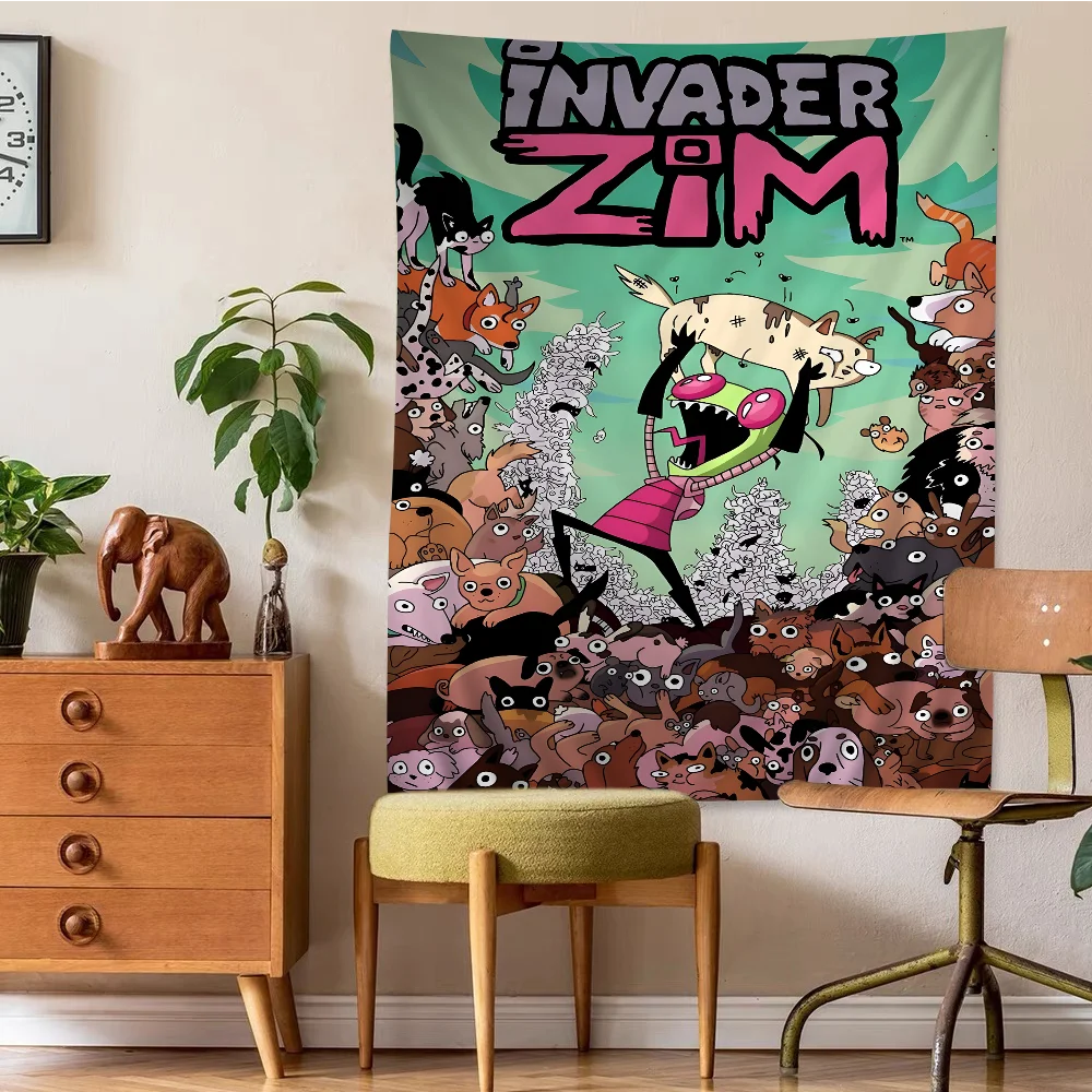 Invader Z-Zim Cartoon Tapestry Bohemian Wall Tapestries Mandala Home Decor