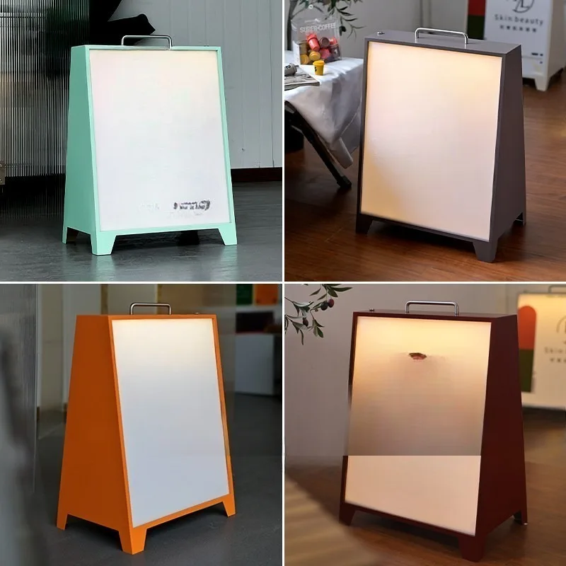 Floor light box 3-color luminous, portable mobile charging billboard, vertical stall sign